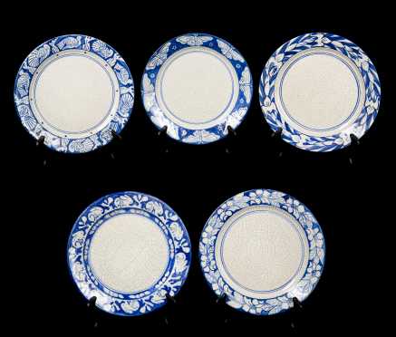 Five "Dedham" Dinner Plates