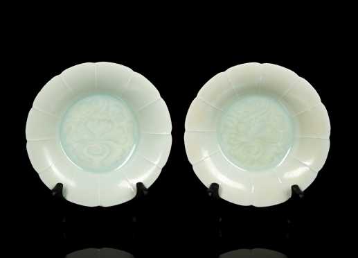 Pair of Song Dynasty Lotus Form Dishes