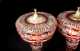 Pair of "Dresden" Ruby Cut to Clear Glass Lamps