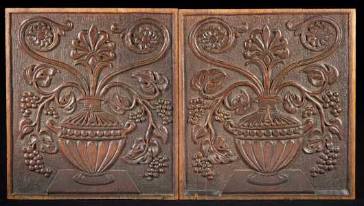 Pair of Floral Carved Wooden Panels