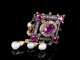 Red Spinel, Diamond and Pearl Brooch
