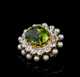 Peridot, Diamond, Cultured Pearl Brooch Pendant