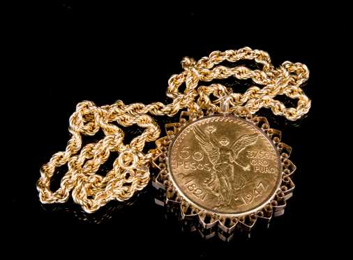 Yellow Gold 50 Pesos Necklace