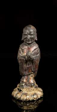 Chinese Gilded Bronze Standing Monk
