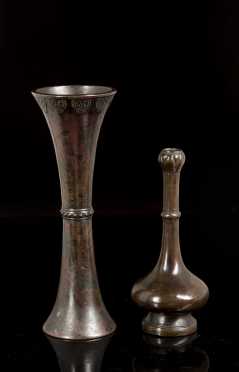Two 17th/18thC Chinese Bronze Vases