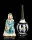 Early Chinese Clay Figure and Porcelain Water Bottle **AVAILABLE FOR $200.00**