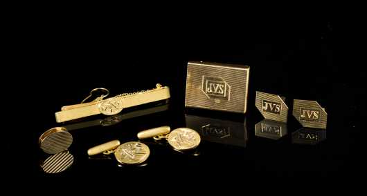 Lot of Mens 18kt Accessories and 14kt Tiffany Tie Clip