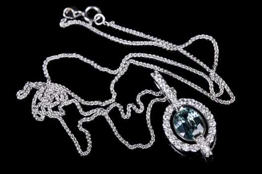 Topaz, Diamond and White Gold Necklace