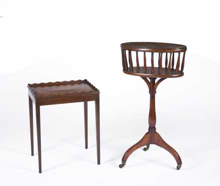 English Regency Mahogany Sewing Stand and Low Table