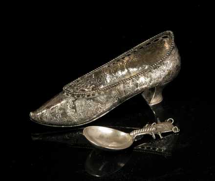 Continental Style Silver Women's Shoe and Spoon