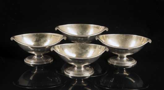 Four Cast Silver English Salt Boats **AVAILABLE FOR $400.00**