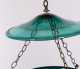 19thC Blown Green Glass Hanging Lamp