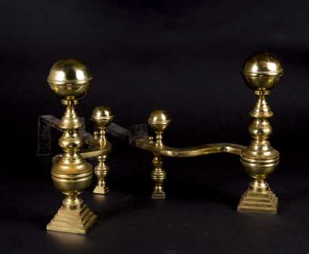Pair of Boston Area Antique Ball Top Andirons