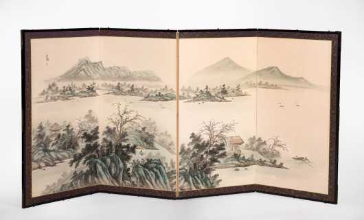 Chinese Four Section Folding Screen