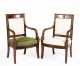 Pair of French Armchairs with Carved Dolphin Arm Supports