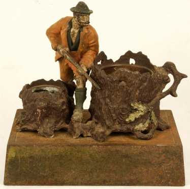 Desk Set. Cold Painted Bronze Group of a hunter