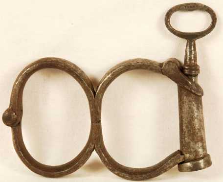 Irish 8 early 1900's pair of  "Hiatt" handcuffs 