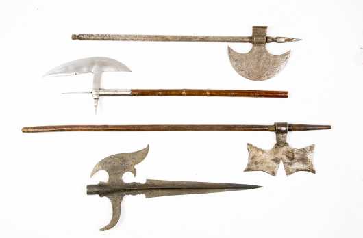 Four Modern Knife, Axe and Trident Reproductions
