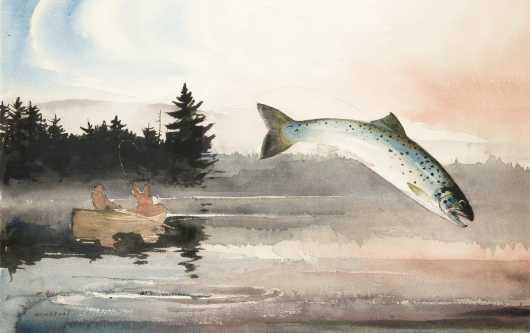 Chet Reneson Watercolor of Lake Trout