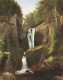 Harrison Bird Brown, Oil on Canvas Painting of a Two Tiered Waterfall