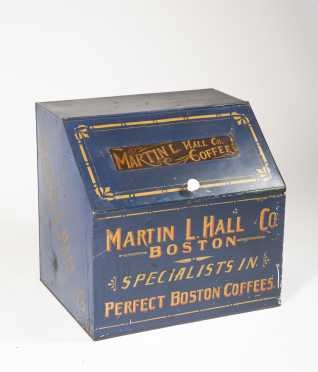 "Martin L. Hall Co. Boston" Country Store Tin Countertop Dispenser