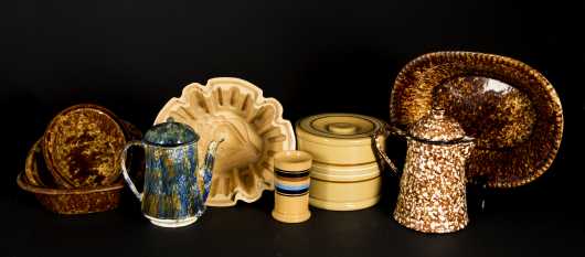 Lot of Nine Yellow Ware and Miscellaneous Pottery