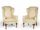 Pair of Queen Anne Style Cone Arm Wing Chairs