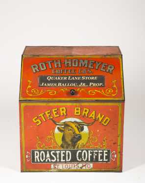 "Steer Brand" Roasted Coffee Tin Country Store Dispenser
