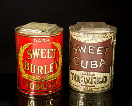 Two Country Store Tobacco Decorated Tins