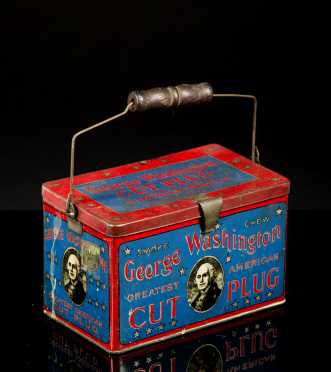 "George Washington Cut Plug" Tobacco Carry Tin