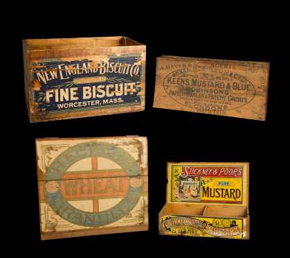 Group of Four Advertising Shipping Boxes