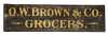 "O.W. Brown & Co. Grocers" Painted Wooden Sign