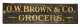 "O.W. Brown & Co. Grocers" Painted Wooden Sign