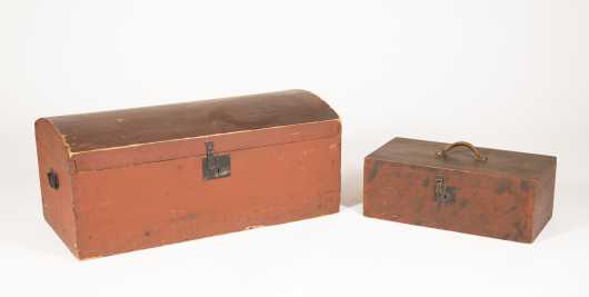 Two Old Red Painted NH Boxes