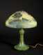Hampshire Pottery Lamp Base with Newer Reverse Painted Shade