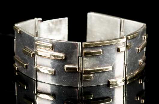 Sterling Silver and Yellow Gold Artisan Bracelet