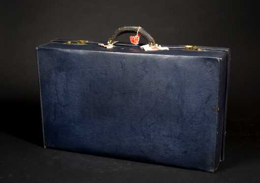 Navy Pebbled Leather Suitcase
