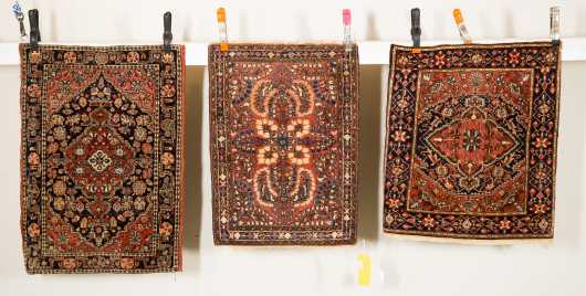 Three Sarouk Mat Oriental Rugs