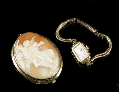 Cameo and Gold Watch