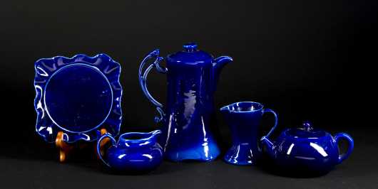 Bright Blue "Hampshire Pottery" Miscellaneous Lot
