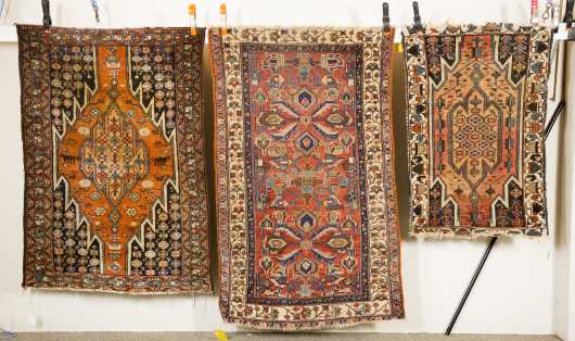 Three Hamadan Scatter Oriental Rugs