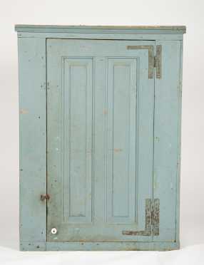 18thC Blue Gray Painted Hanging Cupboard