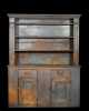 Important Blue Painted Open Top Pewter Cupboard