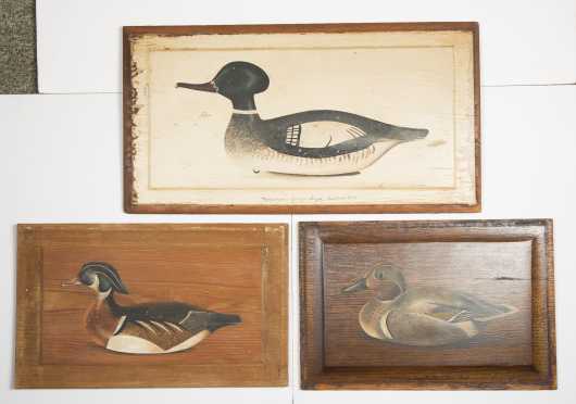 Three Wooden Plaques of Ducks
