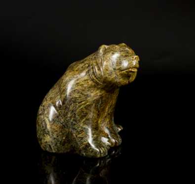 Inuit Carved Soapstone Seated Grizzly Bear