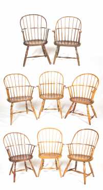 Assembled Set of Eight Windsor Armchairs
