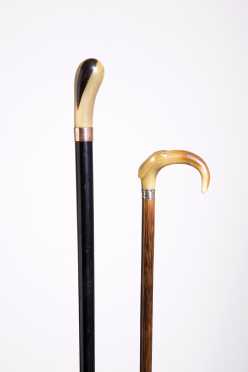 Two Horn Handled Canes