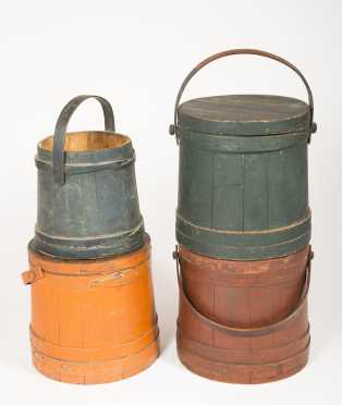 Lot of Four Lapped Firkins in the Old Paint