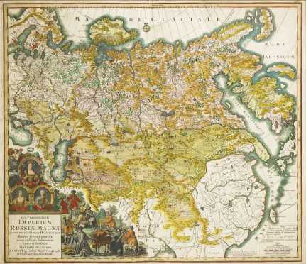 Matthaus Seutter, Hand Colored Map of Russia, c. 1732