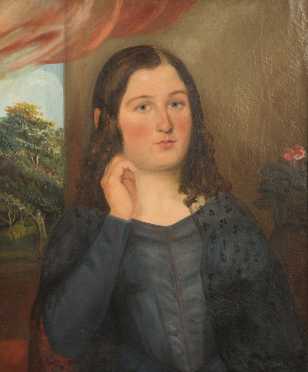 American Primitive Painting of a Young Girl